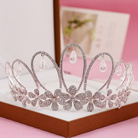 Bridal Tiaras, Zinc Alloy, with Crystal, Crown, silver color plated, for bridal & faceted & with rhinestone, lead & cadmium free [