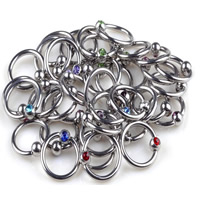 Stainless Steel Nose Piercing Jewelry, 316L Stainless Steel, Unisex & with rhinestone, mixed colors 