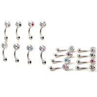 Stainless Steel Belly Ring, 316L Stainless Steel, with Rhinestone Clay Pave, Unisex, mixed colors, 5mm 