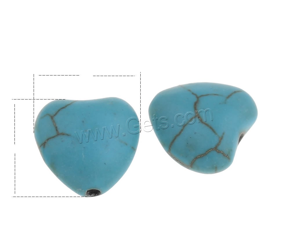 Synthetic Turquoise Beads, Heart, different size for choice, more colors for choice, Hole:Approx 1mm, Sold By Bag