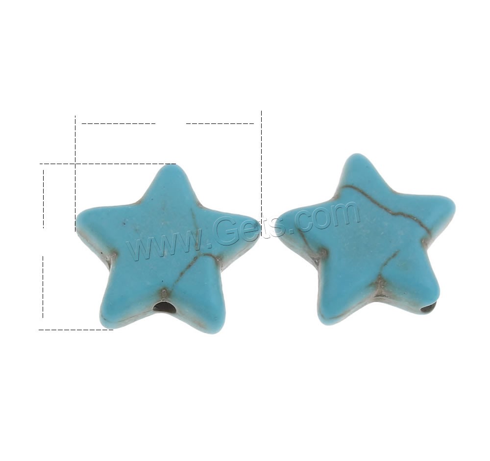 Synthetic Turquoise Beads, Star, different size for choice, more colors for choice, Hole:Approx 1mm, Sold By Bag