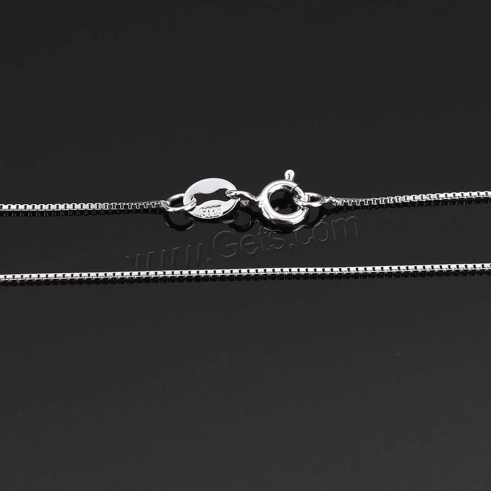 Sterling Silver Necklace Chain, 925 Sterling Silver, different length for choice & box chain, 0.6x0.6mm, Sold By Strand