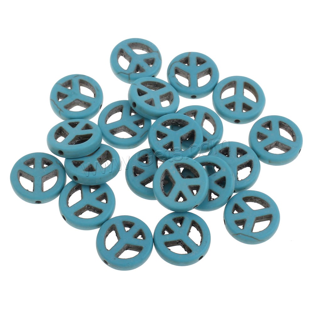 Synthetic Turquoise Beads, Peace Logo, different size for choice, more colors for choice, Hole:Approx 1mm, Sold By Bag
