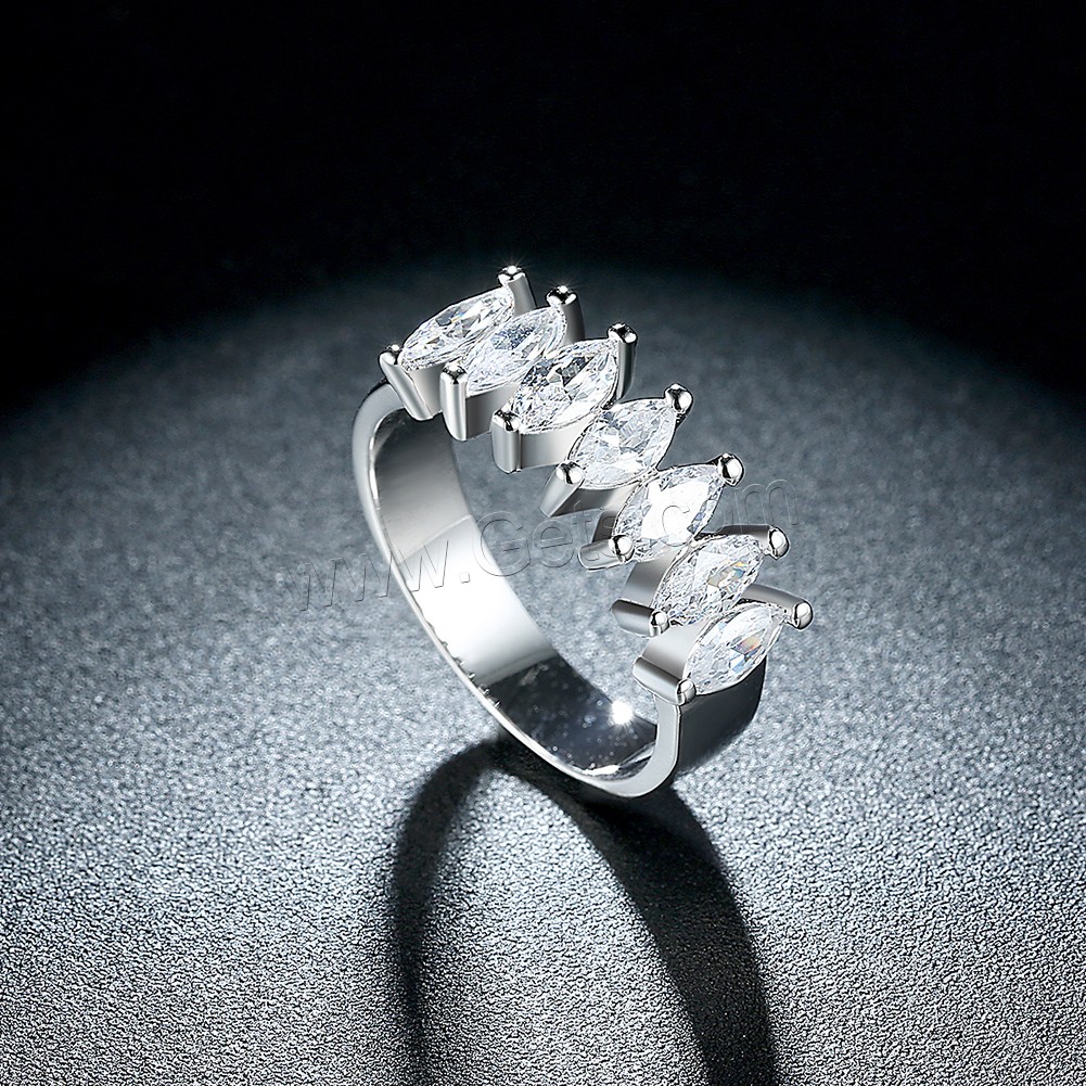 Favourer ® палец кольцо, Латунь, покрытый платиной, разный размер для выбора & Женский & со стразами, 4mm, продается PC