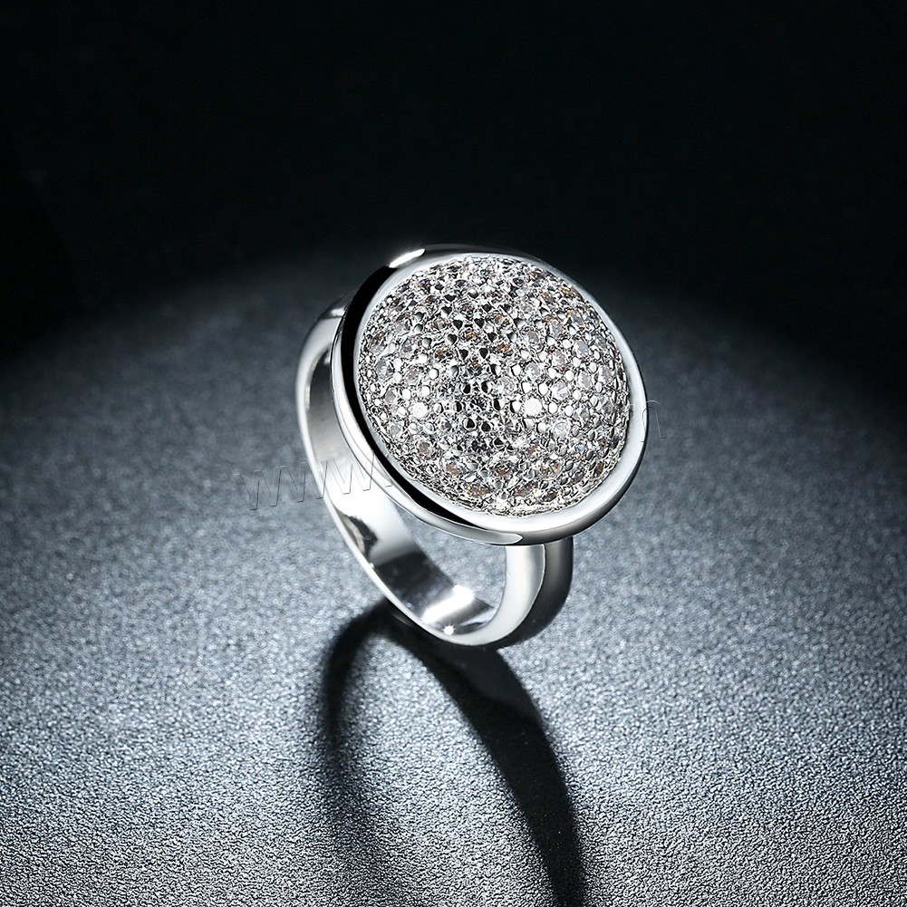 Anillo de dedo de favourer ®, metal, Redondo aplanado, chapado en platina real, diverso tamaño para la opción & para mujer & con diamantes de imitación, 18mm, Vendido por UD