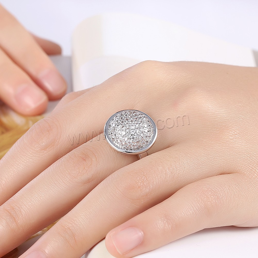 Anillo de dedo de favourer ®, metal, Redondo aplanado, chapado en platina real, diverso tamaño para la opción & para mujer & con diamantes de imitación, 18mm, Vendido por UD