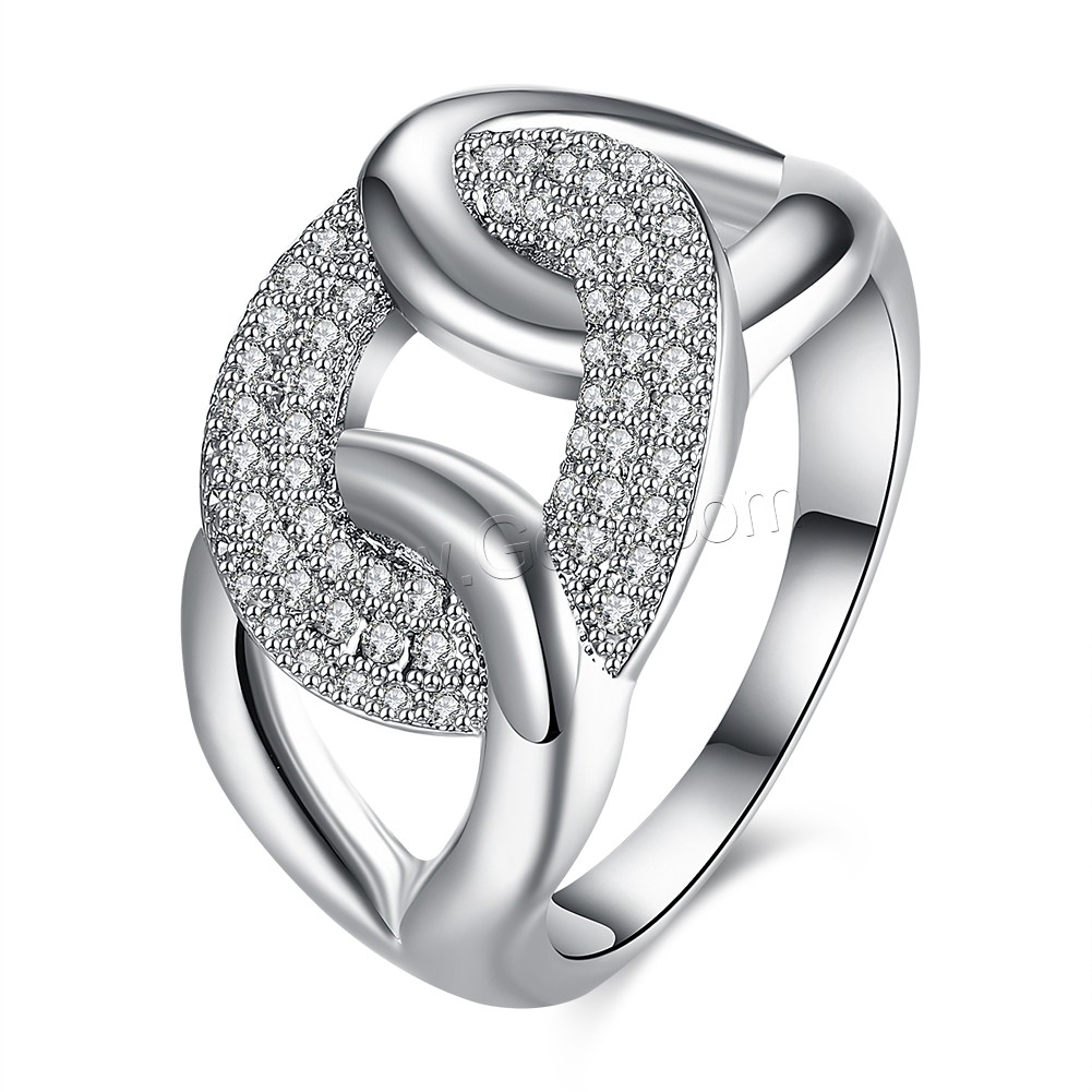 Favourer ® палец кольцо, Латунь, покрытый платиной, разный размер для выбора & Женский & со стразами, 18mm, продается PC