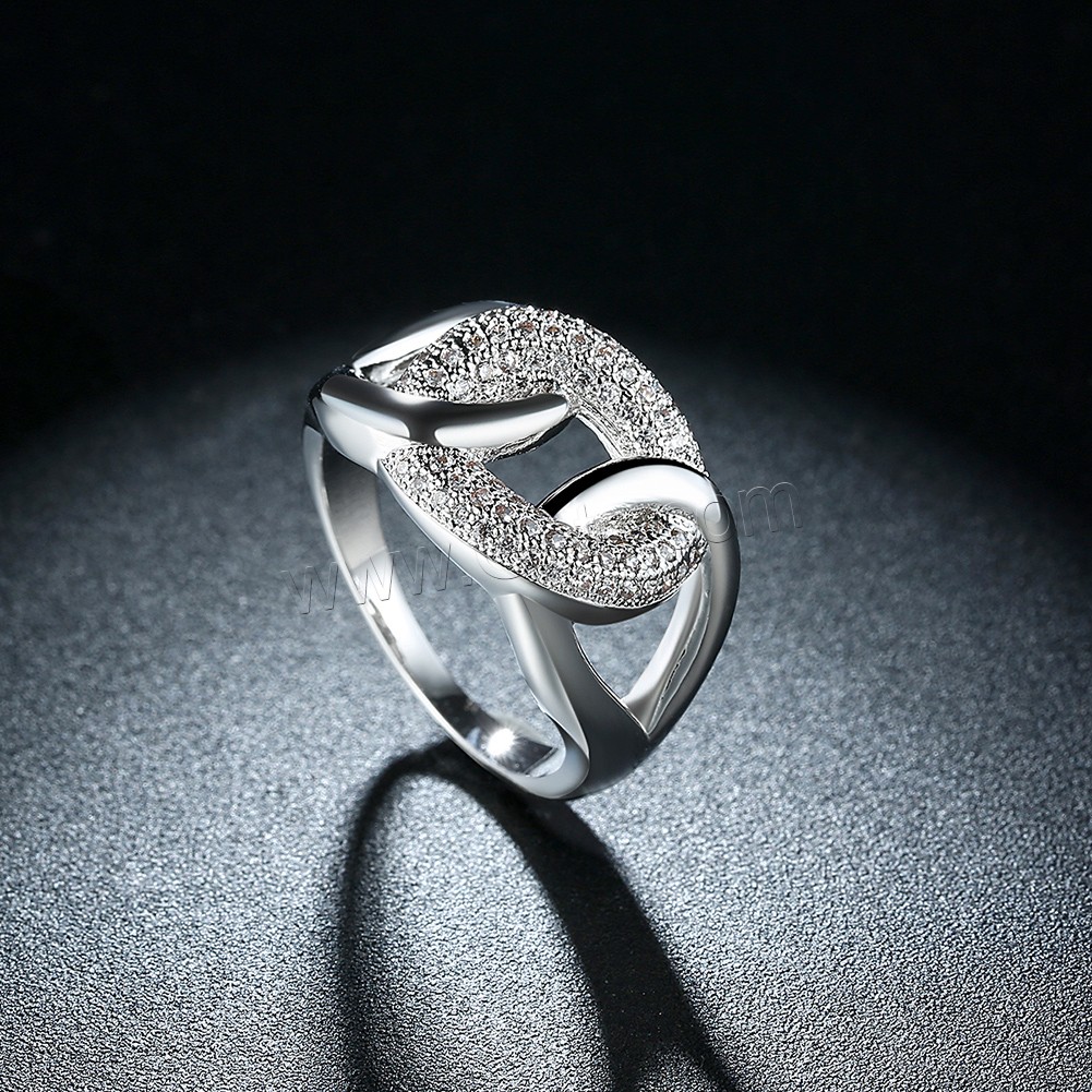 Anillo de dedo de favourer ®, metal, chapado en platina real, diverso tamaño para la opción & para mujer & con diamantes de imitación, 18mm, Vendido por UD