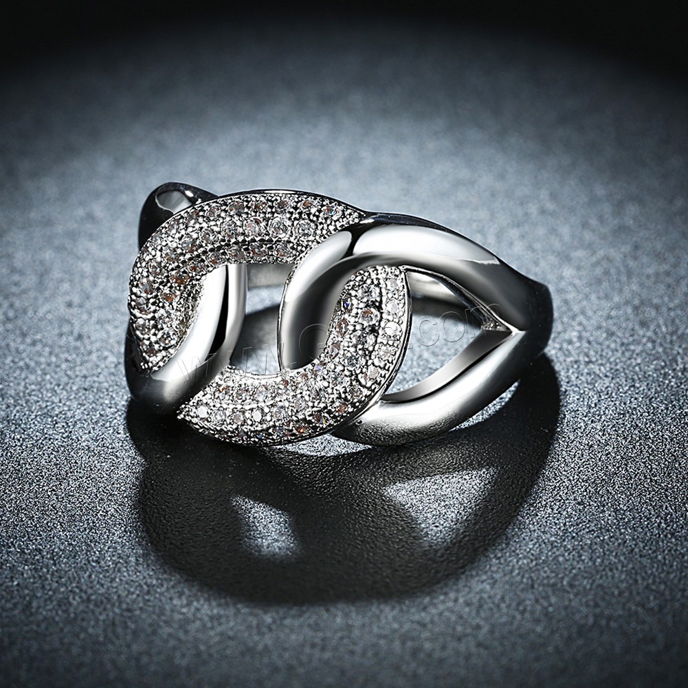 Anillo de dedo de favourer ®, metal, chapado en platina real, diverso tamaño para la opción & para mujer & con diamantes de imitación, 18mm, Vendido por UD