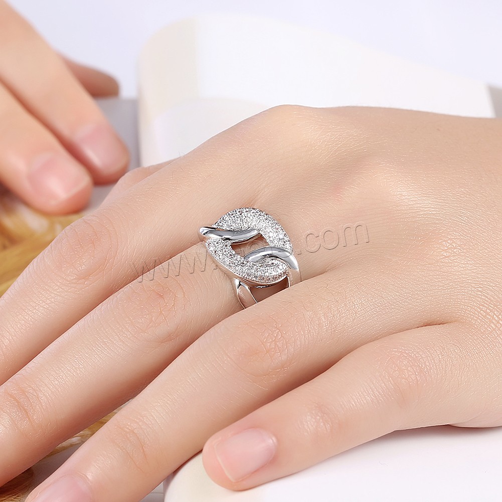 Favourer ®-Fingerring, Messing, platiniert, verschiedene Größen vorhanden & für Frau & mit Strass, 18mm, verkauft von PC