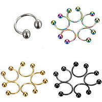 Stainless Steel Nose Piercing Jewelry, plated, mixed colors, 3mm 
