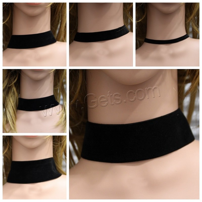 Fashion Choker Necklace, Velveteen, zinc alloy lobster clasp, with 1.9 lnch extender chain, platinum color plated, different size for choice, black, Length:Approx 11.8 Inch, Sold By Strand