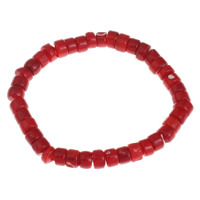 Natürliche Korallen Armbänder, Rondell, rot, 7x4mm, Länge:ca. 7 ZollInch, verkauft von Strang
