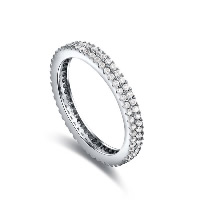 El anillo de dedo Newegg®, metal, chapado en platina real, unisexo & con circonia cúbica, 3mm, tamaño:7, Vendido por UD