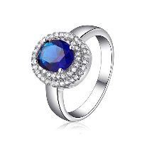 Newegg® Finger-Ring, Messing, mit Kristall, flachoval, platiniert, für Frau & mit kubischem Zirkonia, 12x14mm, Größe:8, verkauft von PC