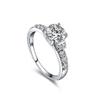 El anillo de dedo Newegg®, metal, chapado en platina real, unisexo & diverso tamaño para la opción & con circonia cúbica, Vendido por UD