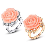 Newegg® Finger Ring, Zinc Alloy, with Resin, Flower, plated & for woman & with rhinestone 