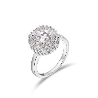 El anillo de dedo Newegg®, metal, Flor, chapado en platina real, diverso tamaño para la opción & para mujer & con circonia cúbica, 13x15mm, Vendido por UD