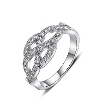 El anillo de dedo Newegg®, metal, chapado en platina real, para mujer & con diamantes de imitación, 20mm, tamaño:8, Vendido por UD