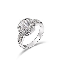 El anillo de dedo Newegg®, metal, Redondo aplanado, chapado en platina real, diverso tamaño para la opción & para mujer & con diamantes de imitación, 19x11mm, Vendido por UD