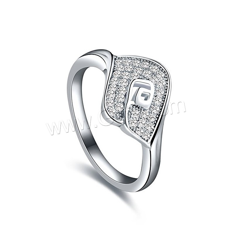 El anillo de dedo Newegg®, metal, Ojo de Caballo, chapado en platina real, diverso tamaño para la opción & para mujer & con circonia cúbica, 12x14mm, Vendido por UD