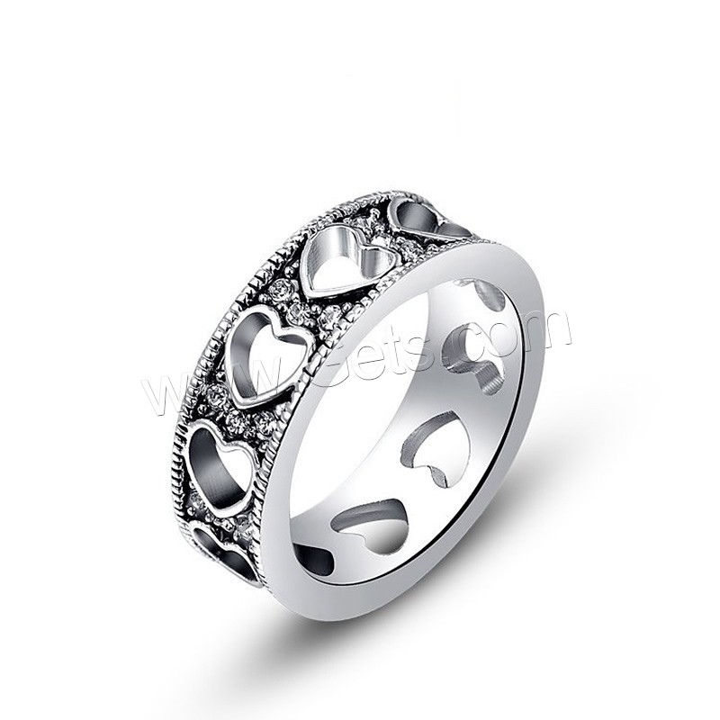 El anillo de dedo Newegg®, aleación de zinc, chapado en platina real, diverso tamaño para la opción & para mujer & con diamantes de imitación & hueco & ennegrezca, Vendido por UD