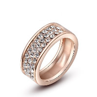 Newegg® Finger Ring, Zinc Alloy, real rose gold plated & for woman & with rhinestone 