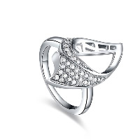 Newegg® Finger Ring, Brass, platinum plated & for woman & with cubic zirconia & hollow 