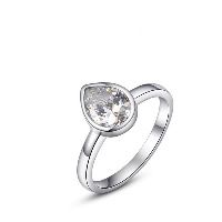 Newegg® Finger Ring, Brass, Teardrop, platinum plated & for woman & with cubic zirconia & faceted 