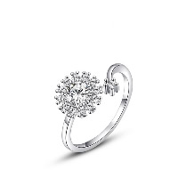 Newegg® Finger Ring, Brass, Flower, platinum plated, for woman & with cubic zirconia US Ring 
