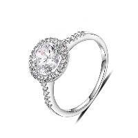 El anillo de dedo Newegg®, metal, Redondo aplanado, chapado en platina real, diverso tamaño para la opción & para mujer & con circonia cúbica, 9x8mm, Vendido por UD