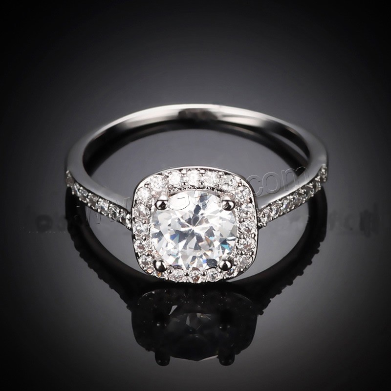 El anillo de dedo Newegg®, metal, chapado en platina real, diverso tamaño para la opción & para mujer & con circonia cúbica, Vendido por UD