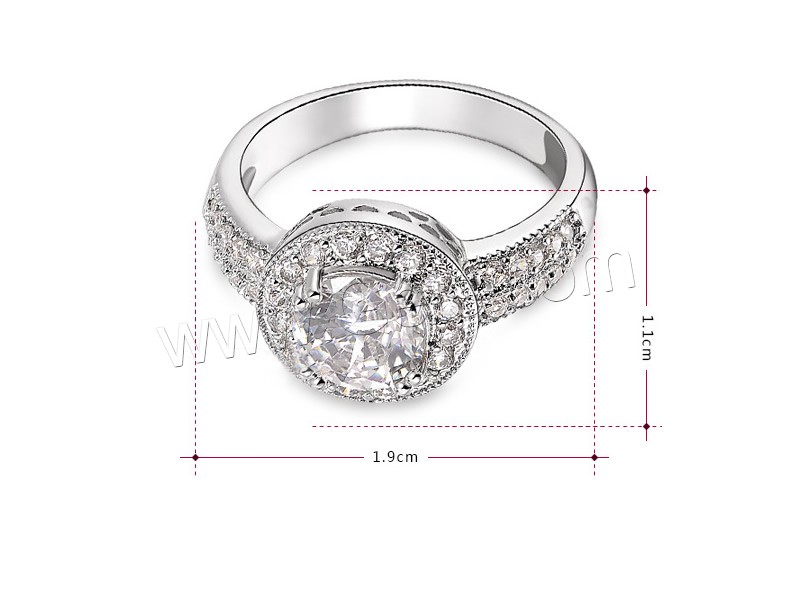 Палец кольцо Newegg®, Латунь, Плоская круглая форма, покрытый платиной, разный размер для выбора & Женский & со стразами, 19x11mm, продается PC