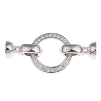 Brass Snap Clasp, platinum color plated, micro pave cubic zirconia, nickel, lead & cadmium free Approx 6-1.5mm 
