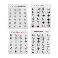 Stainless Steel Stud Earring, Round original color 
