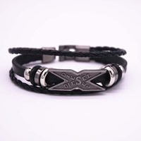 Unisex Bracelet, Cowhide, with PU Leather & Zinc Alloy, plated  Approx 6.7 Inch 