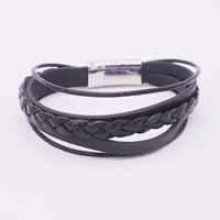 Unisex Bracelet, PU Leather, zinc alloy magnetic clasp, platinum color plated  Approx 6.7 Inch 