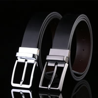 Men PU Leather Belt, with Zinc Alloy, plated 40mm Inch 