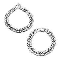 Men Bracelet, Stainless Steel & curb chain & for man, original color Approx 8.5 Inch 