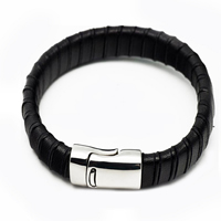 Men Bracelet, Cowhide, zinc alloy magnetic clasp, for man, black Approx 6.7 Inch 