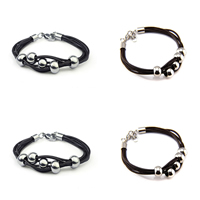 Men Bracelet, Cowhide, with Zinc Alloy, zinc alloy lobster clasp, platinum color plated, for man & multi-strand Approx 6.7 Inch 
