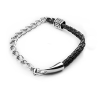 Men Bracelet, PU Leather, with Zinc Alloy, twist oval chain & for man, black Approx 6.7 Inch 