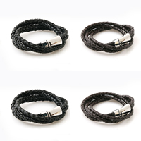 Men Bracelet, PU Leather, stainless steel magnetic clasp, for man Approx 13.5 Inch 
