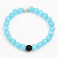 Cats Eye Bracelets, with Lava & Natural White Turquoise, natural, Unisex, 8mm Approx 7.5 Inch 