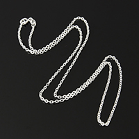 スターリングシルバーネックレスチェーン, 92.5％純度シルバー, メッキ, 楕円形の鎖, 無色, グレードA, 1.8mm, 長さ:約 19 インチ, 売り手 ストランド