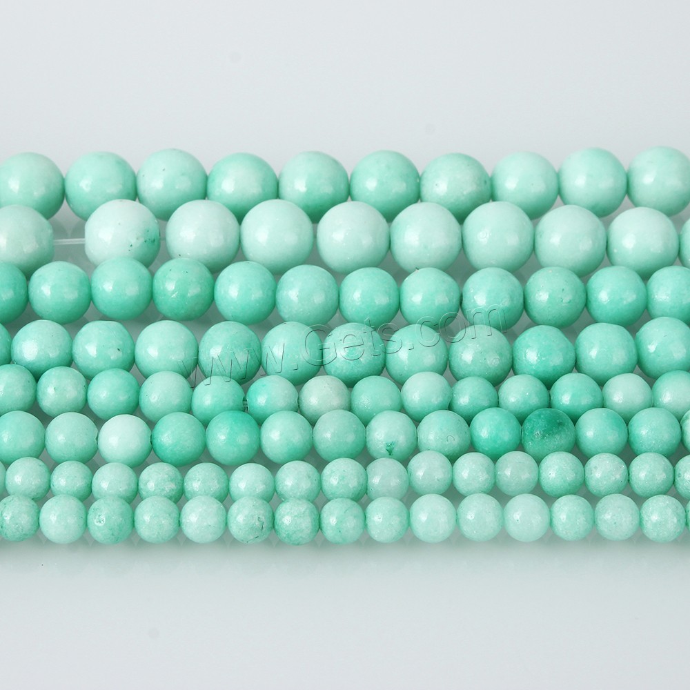 Amazonit Perlen, rund, verschiedene Größen vorhanden, Bohrung:ca. 1mm, Länge:ca. 15.5 ZollInch, verkauft von Strang