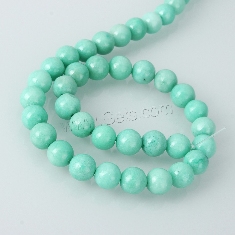Amazonit Perlen, rund, verschiedene Größen vorhanden, Bohrung:ca. 1mm, Länge:ca. 15.5 ZollInch, verkauft von Strang