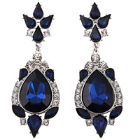 Crystal Rhinestone Earring, Zinc Alloy, with Crystal, stainless steel post pin, Teardrop, platinum color plated, faceted & with rhinestone, lead & cadmium free, 50mm 