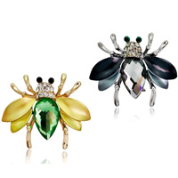 Crystal Brooch, Zinc Alloy, with Crystal, Bee, plated, stoving varnish & for woman & faceted & with rhinestone 