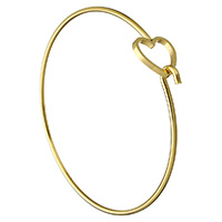 Stainless Steel Bangle, Heart, gold color plated, for woman 2mm, Inner Approx 58mm Approx 9 Inch 